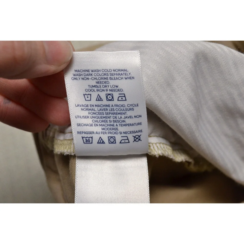 Lands' End Chino‎ Shorts Mens 38 Khaki Causal Traditional Fit Stretch Cotton